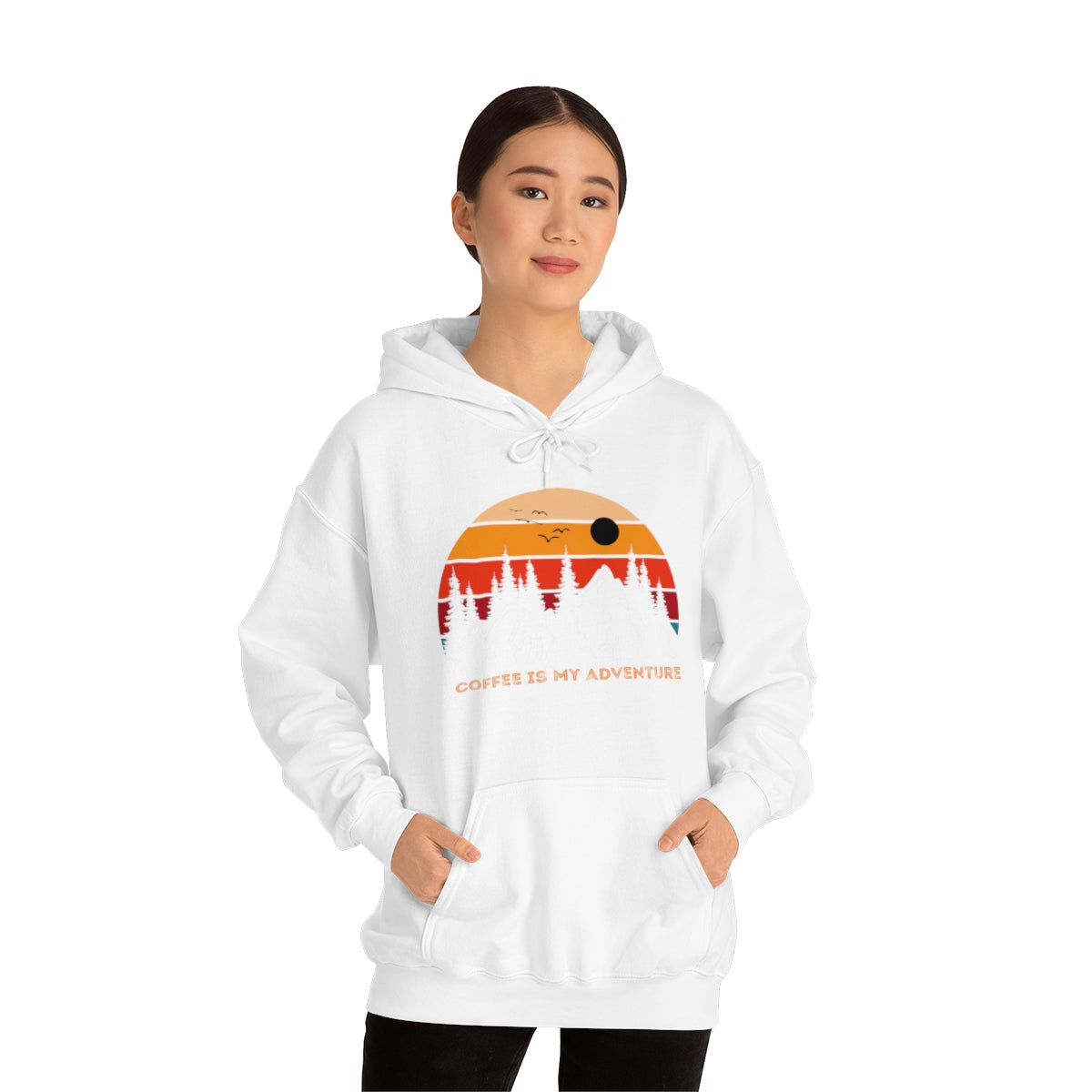 Adventure meets Coffee Hoodie: Unisex Heavy Blend Hooded Sweatshirt