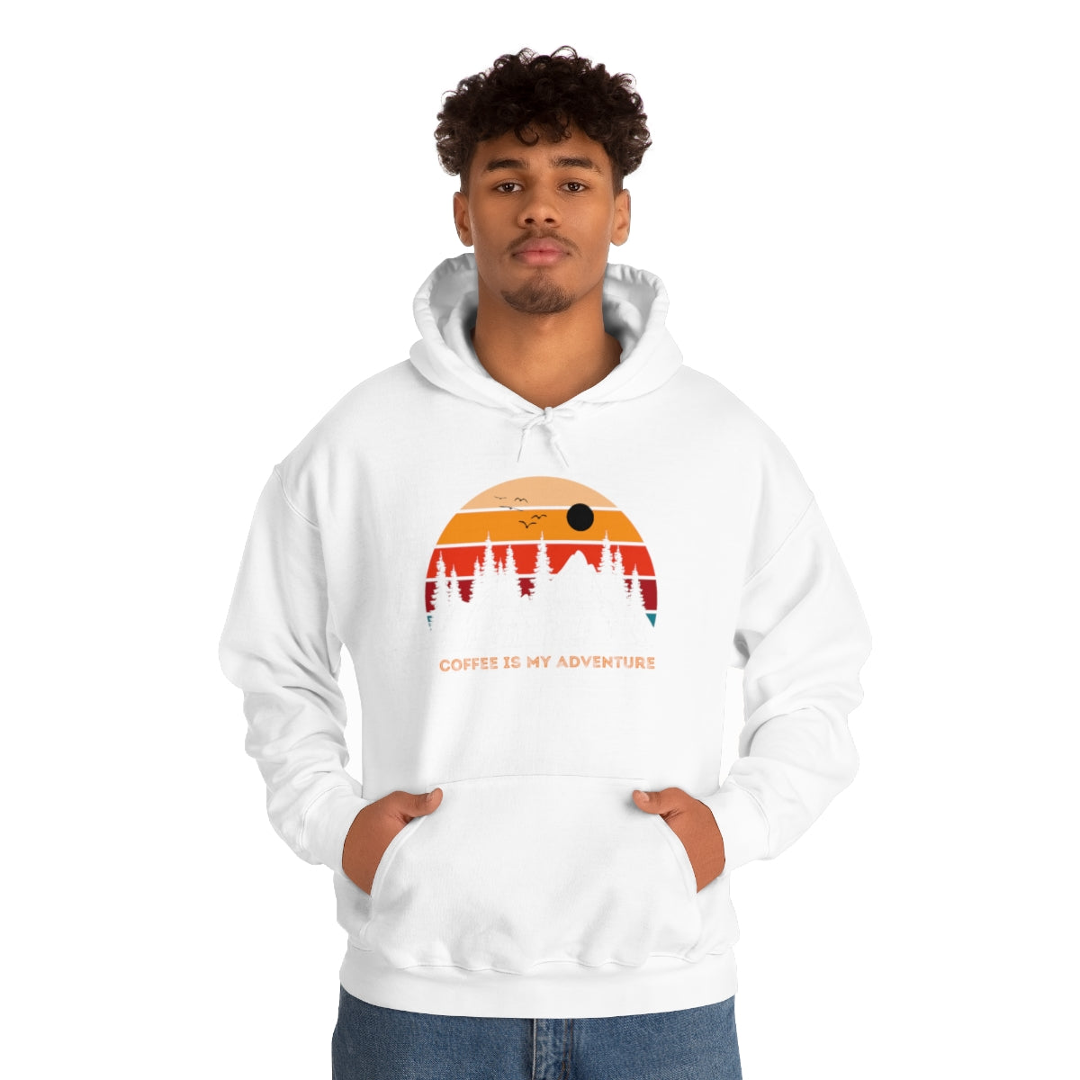 Adventure meets Coffee Hoodie: Unisex Heavy Blend Hooded Sweatshirt