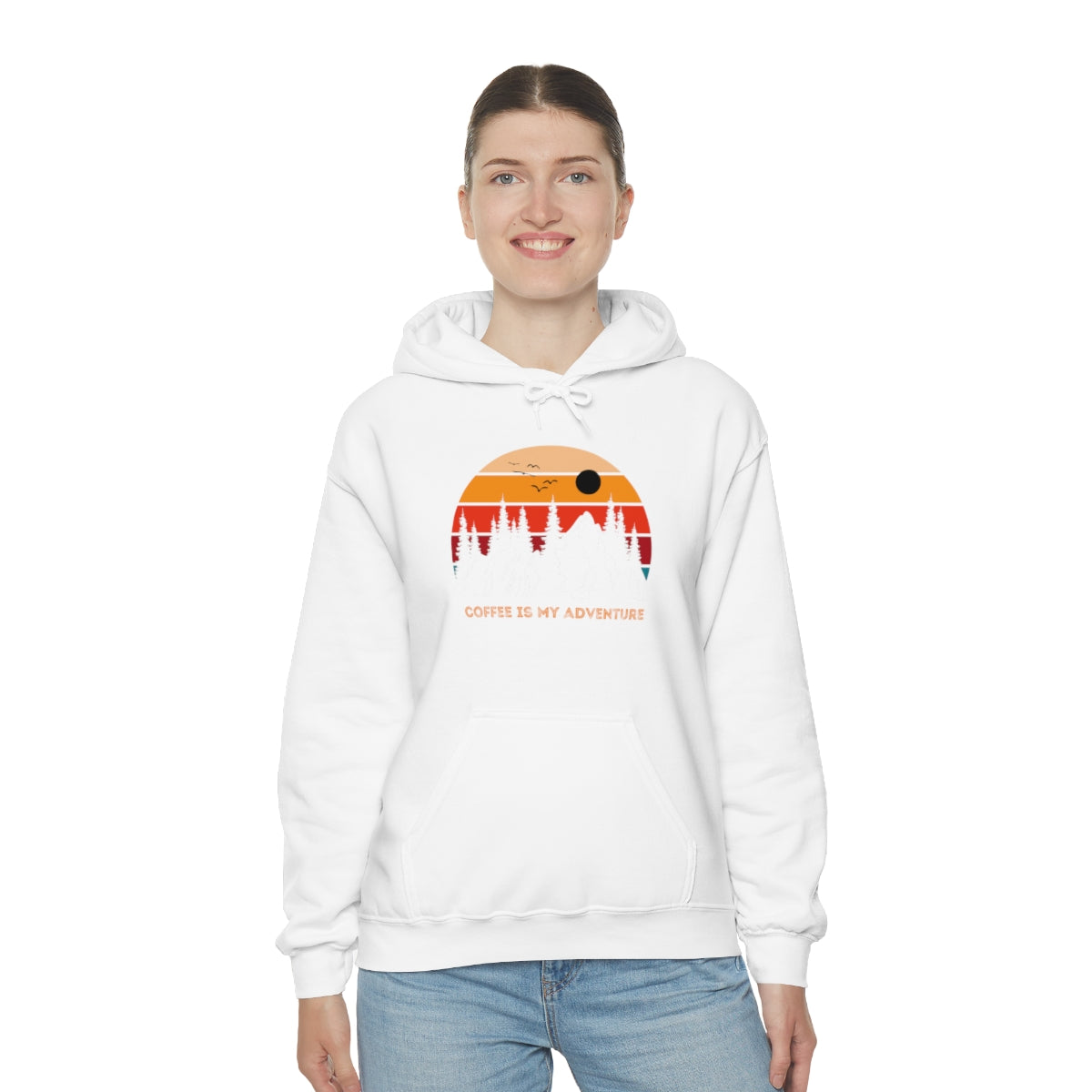 Adventure meets Coffee Hoodie: Unisex Heavy Blend Hooded Sweatshirt