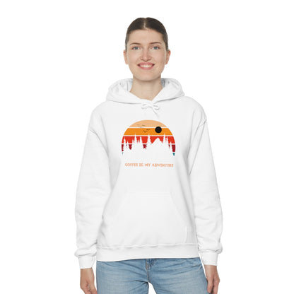 Adventure meets Coffee Hoodie: Unisex Heavy Blend Hooded Sweatshirt