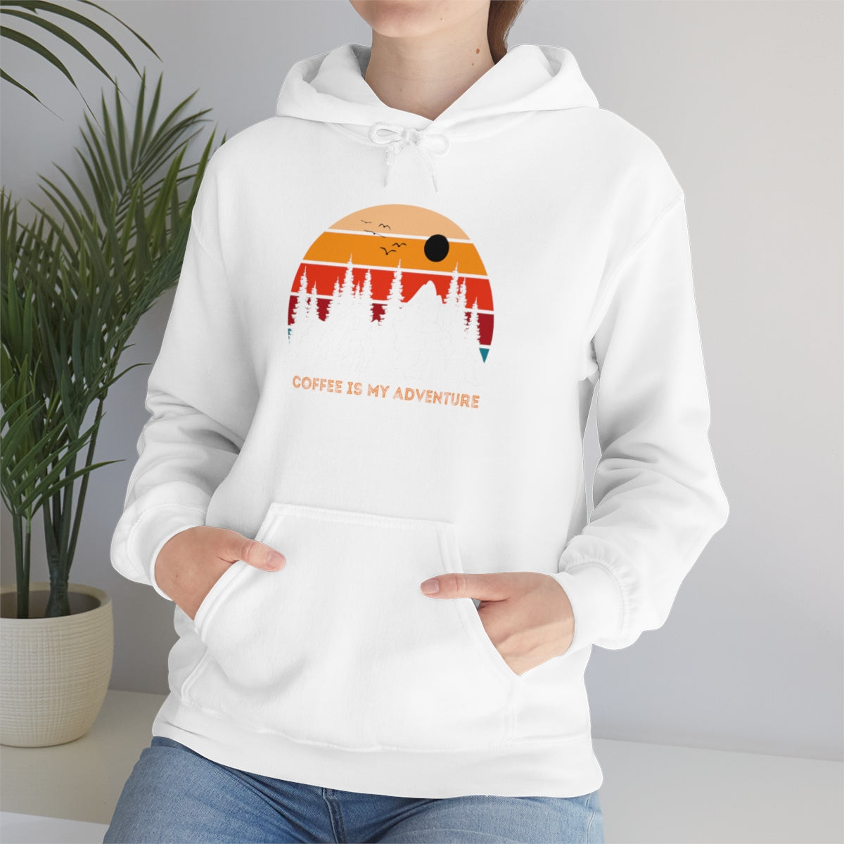 Adventure meets Coffee Hoodie: Unisex Heavy Blend Hooded Sweatshirt