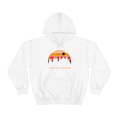 Adventure meets Coffee Hoodie: Unisex Heavy Blend Hooded Sweatshirt