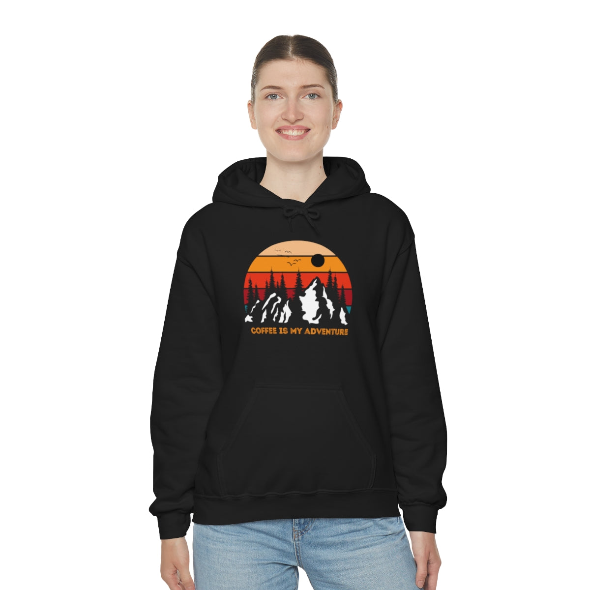 Adventure meets Coffee Hoodie: Unisex Heavy Blend Hooded Sweatshirt