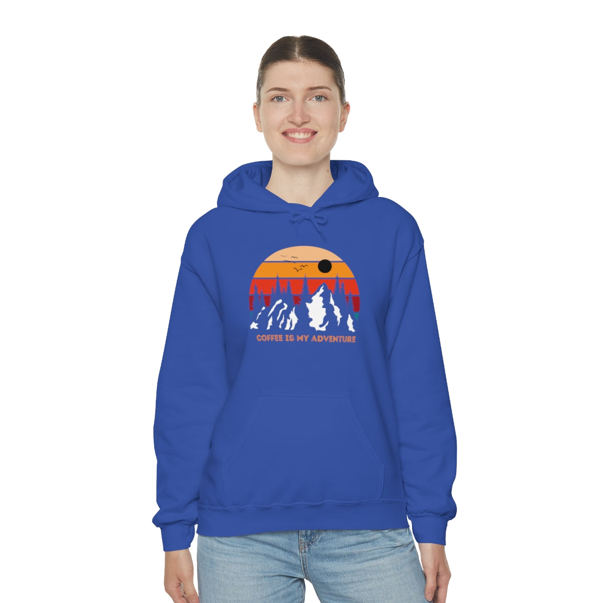 Adventure meets Coffee Hoodie: Unisex Heavy Blend Hooded Sweatshirt