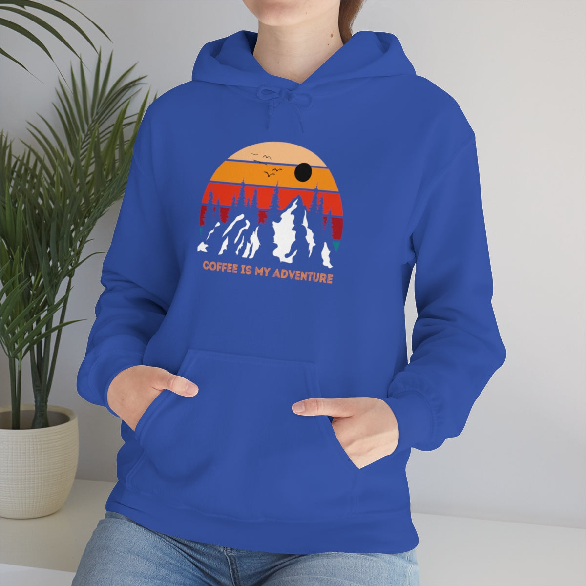 Adventure meets Coffee Hoodie: Unisex Heavy Blend Hooded Sweatshirt
