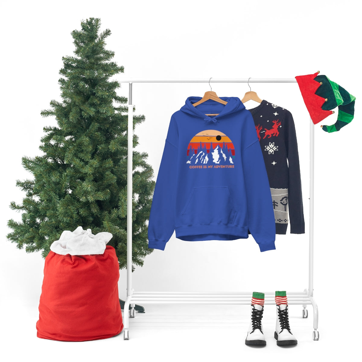 Adventure meets Coffee Hoodie: Unisex Heavy Blend Hooded Sweatshirt