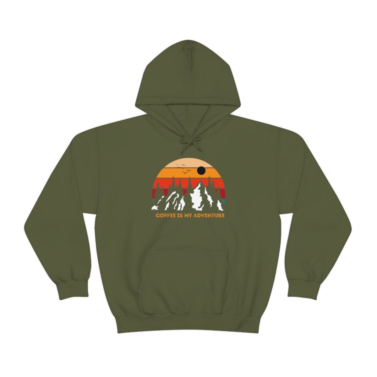 Adventure meets Coffee Hoodie: Unisex Heavy Blend Hooded Sweatshirt