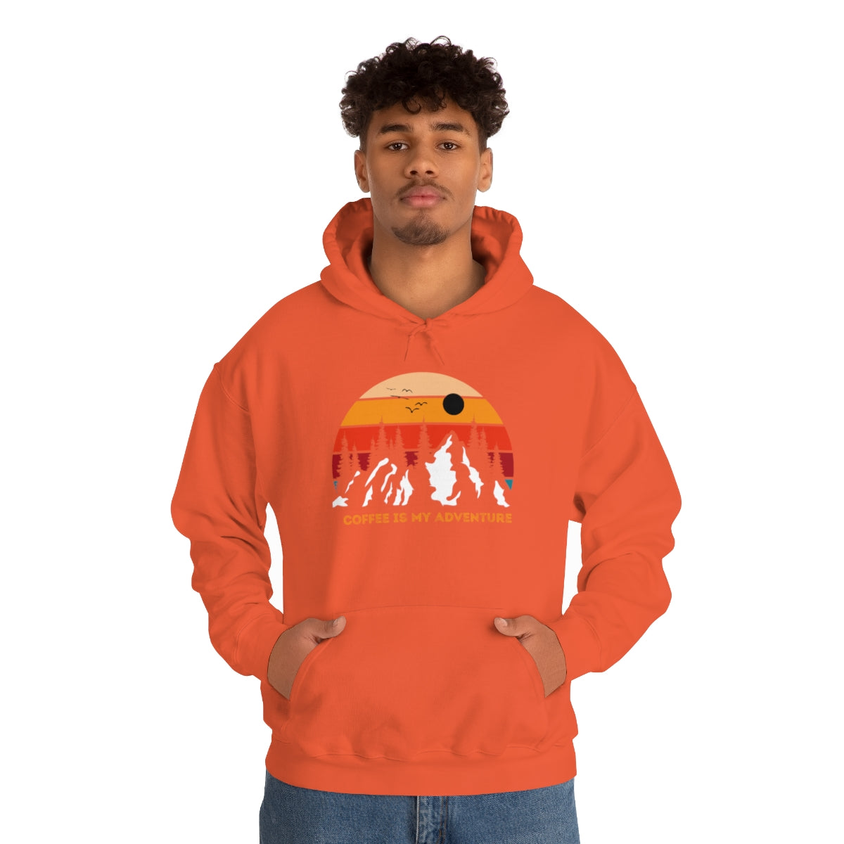 Adventure meets Coffee Hoodie: Unisex Heavy Blend Hooded Sweatshirt