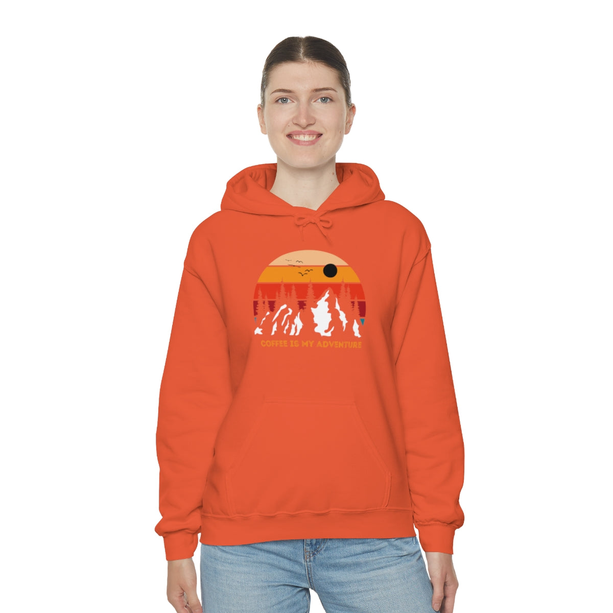 Adventure meets Coffee Hoodie: Unisex Heavy Blend Hooded Sweatshirt