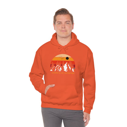 Adventure meets Coffee Hoodie: Unisex Heavy Blend Hooded Sweatshirt