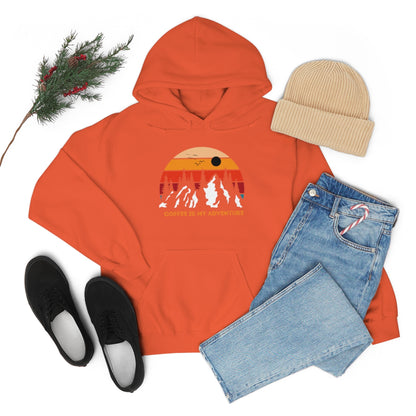 Adventure meets Coffee Hoodie: Unisex Heavy Blend Hooded Sweatshirt
