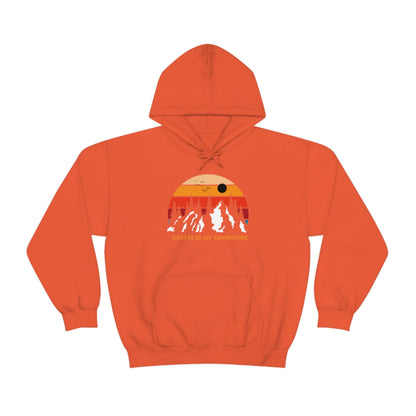 Adventure meets Coffee Hoodie: Unisex Heavy Blend Hooded Sweatshirt